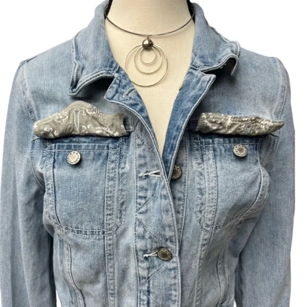 FREE PEOPLE denim jacket western button down denim small boho - Picture 4 of 11